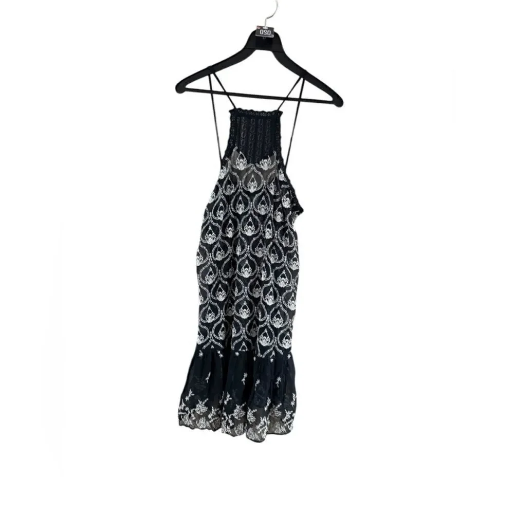 Anthropology size XS black spaghetti strap for ruffle hem dress